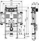 TECE-Profil WC-Gerontomodul mit Komponente für Wandinstallation, inklusive Anschlüsse und Befestigungselementen, maßstabsgetreu dargestellt.